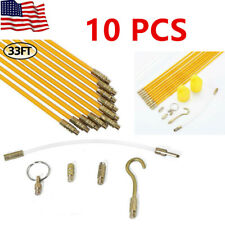 33 Fiberglass Running Wire Cable Electrical Pull Rod Fish Tape Kit 10pcs