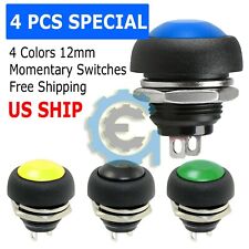 4x Color M4 12mm Waterproof Momentary Onoff Push Button Round Spst Switch