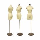 Adult Female Dress Form Mannequin Off White Pinnable Torso With Round Metal Base