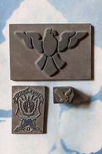 Lot Of 3 Vintage Eagle Us Air Force Jrotc Letterpress Print Cut Ornament Blocks