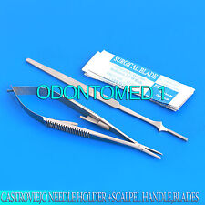 7 Pcs Surgery Instruments Castroviejo Needle Holder Scalpel Handle With Blades