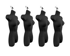 New Female Dress Mannequin Form Hard Plastic Black With Hook For Hanging 4pk