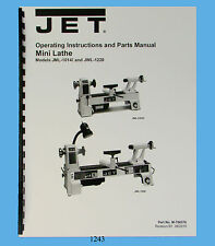 Jet Mini Lathe Models Jml 1014i Amp Jwl 1220 Operator Amp Parts List Manual 1243
