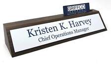 10 Walnut Desk Name Plate Personalized With Business Card Holder 16 Colors
