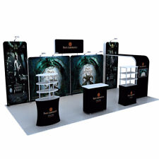 Trade Show Booth Display Sets Custom 20 Pop Out Banner Stand With Counter Shelf
