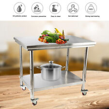 Stainless Steel Work Table 40x28 Commercial Kitchen Food Prep Table With Wheels