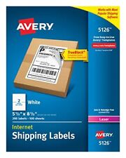 Avery 5126 Shipping Address Labels Laser Printers 200 Labels Half Sheet La