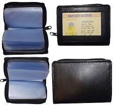 Lot Of 2 Zip Around Business Card Case Leather Credit Card 30 Photo Id Holder