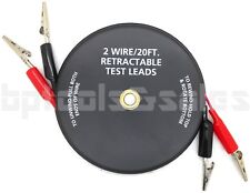 2 Wire20 Ft Retractable Test Leads 18 Gauge Alligator Clips In Reel