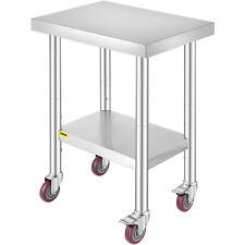 Work Table With Wheels 24x18 Stainless Steel Food Prep Adjustable Undershelf