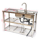 Stainless Steel Commercial Kitchen Prep Table With Right Sink 12 Compartment