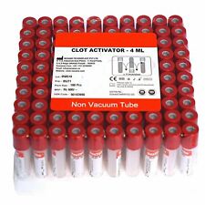 Clot Activator Non Vacuum Blood Collection Tube Pack 100pcs 4 Ml