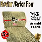 12 In X 5 Ft - Fabric Made With Kevlar-carbon Fiber Fabric - Twill -3k200gm2