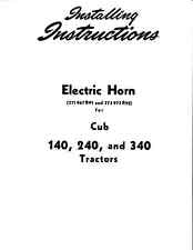 Ih International Farmall Cub 140 240 340 Horn Installing Instructions Manual