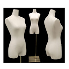 Adult Female Pinnable White Linen Dress Form Mannequin Torso With Thighs Base