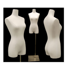 Adult Female Pinnable White Linen Dress Form Mannequin Torso With Thighs Amp Base
