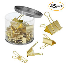 Gold Classic Binder Clips Document Clips Paper Holder Office Stationery 45pcset