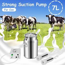 7l Electric Milking Machine For Cows 2 Teat Cups Pulsation Vacuum Pump Milker