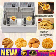 5000w Electric Deep Fryer Commercial Restaurant Deep Fryer With Dual Basket 12l