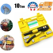Hydraulic Wire Crimper 10 Ton 8 Dies Battery Cable Lug Terminal Crimping Tool Us