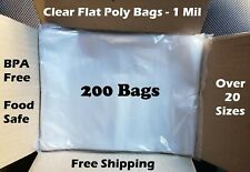 200 Clear Plastic Bags Open Top Lay Flat 1 Mil Large Small 1mil Poly Bolsas
