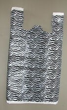 50 Zebra Print Plastic T Shirt Bags Withhandles 8 X 5 X 16 Gift Party Retail