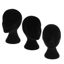 3pcs Black Styrofoam Mannequin Manikin Head Model Wigs Glasses Display Stands