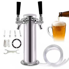 2 Double Tap Steel Draft Beer Stainless Dual Chrome Faucet Tower Kegerator New
