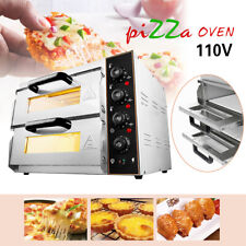 110v Electric 1650w Pizza Oven Double Deck Commercial Toaster Bake Broiler Oven