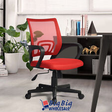 Red Ergonomic Executive Mesh Chair Swivel Mid Back Office Chair Computer Desk