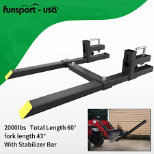 60 Clamp On Pallet Forks 2000lbs With Bar For Loader Bucket Skidsteer Tractor