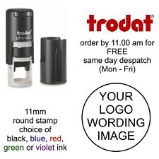 Personalised Round Rubber Stamp Self Inking Your Logo Business Company Name 11mm