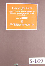 South Bend 9 B 12 Speed Motor Drive Bench Lathe P 677 Parts Manual 1943