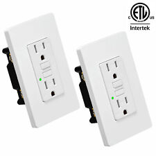 Safe Gfi Gfci Outlet 15 Amp Electrical Receptacles Ac Wall Plug Led White 2 Pack