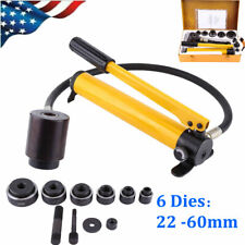 10ton Hydraulic Metal Hole Punch Knockout Set With6 Dies Tool Hand Pump 22 60mm