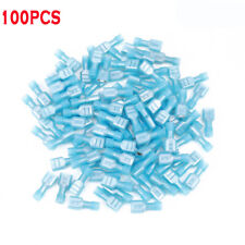 100x Fully Insulated Blue Female Electrical Wire Spade Crimp Connector Terminal