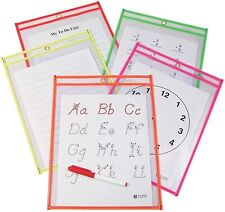 C Line Reusable Dry Erase Pockets 9 X 12 Inches Assorted Neon Colors