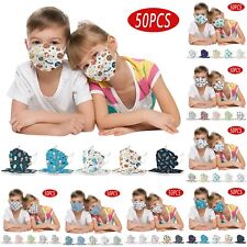 50pcs Children Kids Outdoor Flower Prints Mask Anti Fog Dust Proof Masks