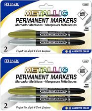 Permanent Markers Metallic Silver Gold 4 Pcs Fine Line Sparkle Coloring Art Etc