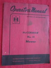 Ih Mccormick No 31 Sickle Bar Mower Operators Setup Manual