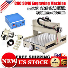 New Listing400w 4axis 3040 Cnc Router Engraver Machine Carving Woodworking Pcb Mill Drill S