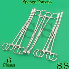 6 Sponge Forceps Curved 10 Surgical Instruments