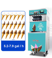 3 Flavor Soft Serve Ice Cream Machine Comercial Air Cooled Ice Cream Cone Freeze