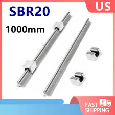 2x Sbr20 Linear Slide Rail Guide Shaft Rod 1000mm 4x Sbr20uu Bearing Block Cnc