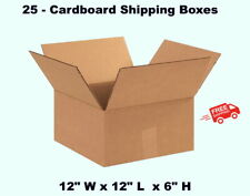 25 Cardboard Shipping Boxes 12 W X 12 L X 6 H Corrugated Kraft Carton