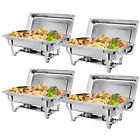 Set Of 4 Rectangular Buffet Trays Chafer Chafing 8 Qt. Steel Dish Warmer