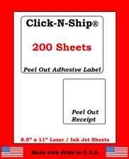 200 Laser Ink Jet Labels Click N Ship With Peel Off Receipt Perfect For Usps