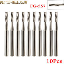 10pcs Dental Surgical Carbide Burs Cross Cut Cylinder Fissure Fg 557 Bur Drills