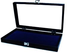 1 Glass Top Lid Blue Pad Display Box Case Militaria Medals Pins Jewelry Knife