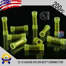 200 Pack 12 10 Gauge Wire Butt Connectors Yellow Nylon 12 10 Awg Crimp Terminals
